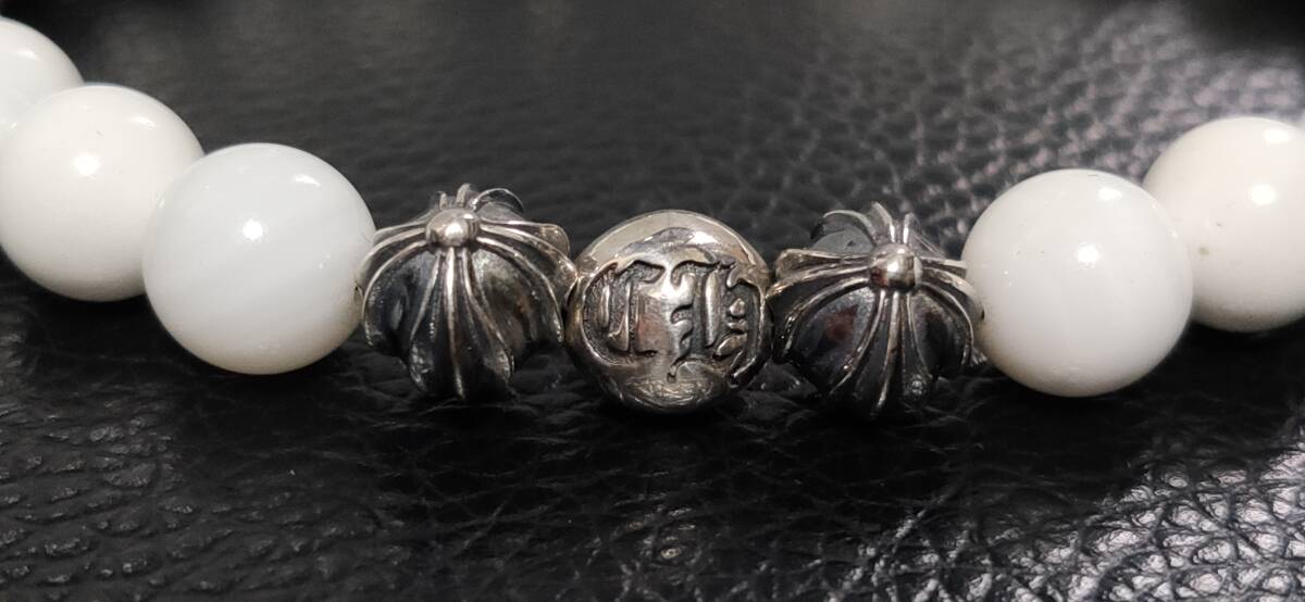 クロムハーツ silver925 8mm ホワイトジェイドビーズブレスレット BEAD ブレスレット シルバー925 Chrome Hearts_画像3