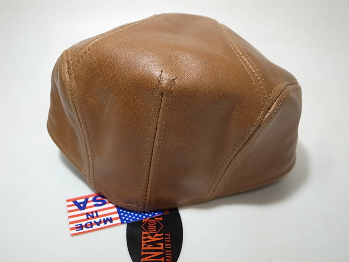 【送料無料 即決】New York HatニューヨークハットNewYorkHat USA製Vintage Leather 1900ビンテージ加工レザー革製ハンチングRust L/XL新品_画像3