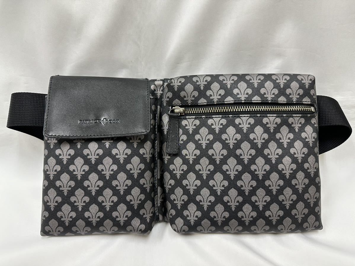  unused goods PATRICK COX Patrick Cox monogram total pattern PVC× fake leather belt bag waist bag black man and woman use 
