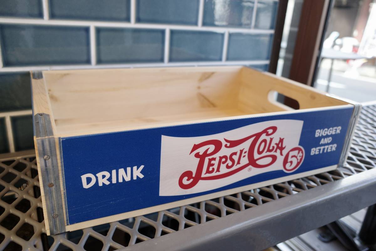 新品 PEPSI COLA ペプシコーラ BLUE ウッドケース 木製 世田谷ベース 収納 インテリア ガレージ ロゴ 店舗什器 ドリンク_画像1