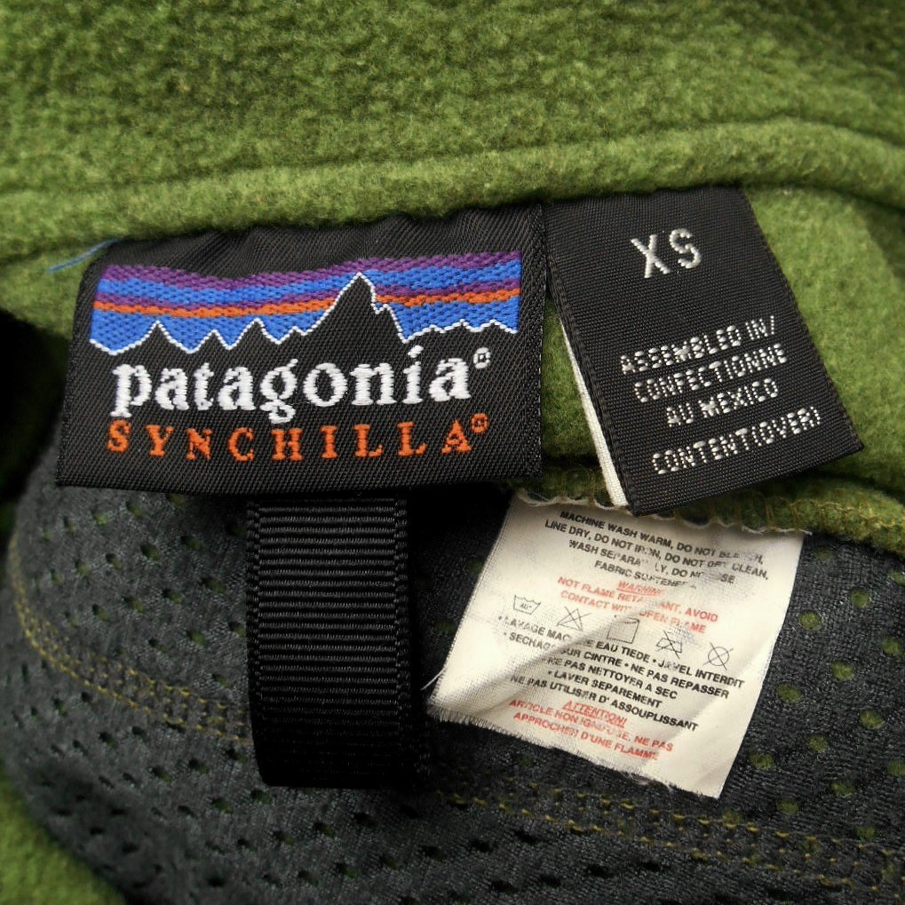 正規 '99 patagonia SYNCILLA Marsupial パタゴニア シンチラ マースピアル XS グリーン 25735 ハーフジップ プルオーバートップ フリース_画像9