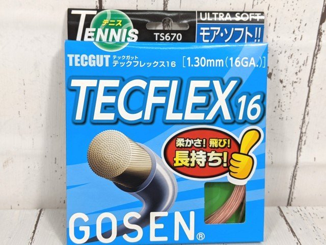 9og576/ソフトテニスガット■ゴーセン TECFLEX テックフレックス16 1.30mm 12.2m コーラルピンク■新品【N11】③_画像2