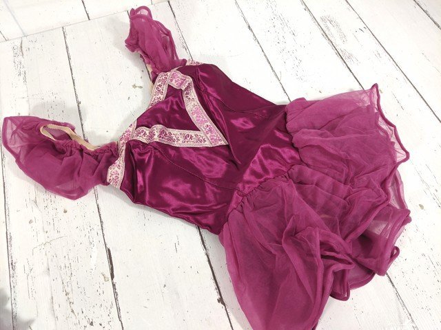 【12yt344】ダンス バレエ ドレス衣装×2点 カーテンコールコスチューム 紫 サイズ：10C◆P25_画像2
