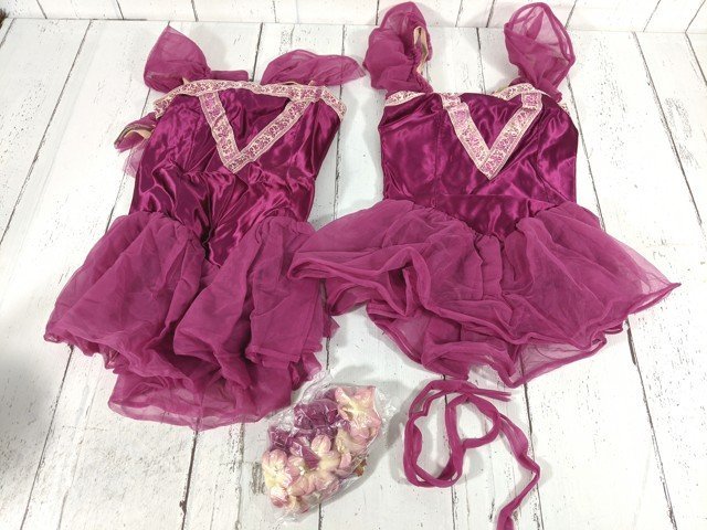 【12yt344】ダンス バレエ ドレス衣装×2点 カーテンコールコスチューム 紫 サイズ：10C◆P25_画像1