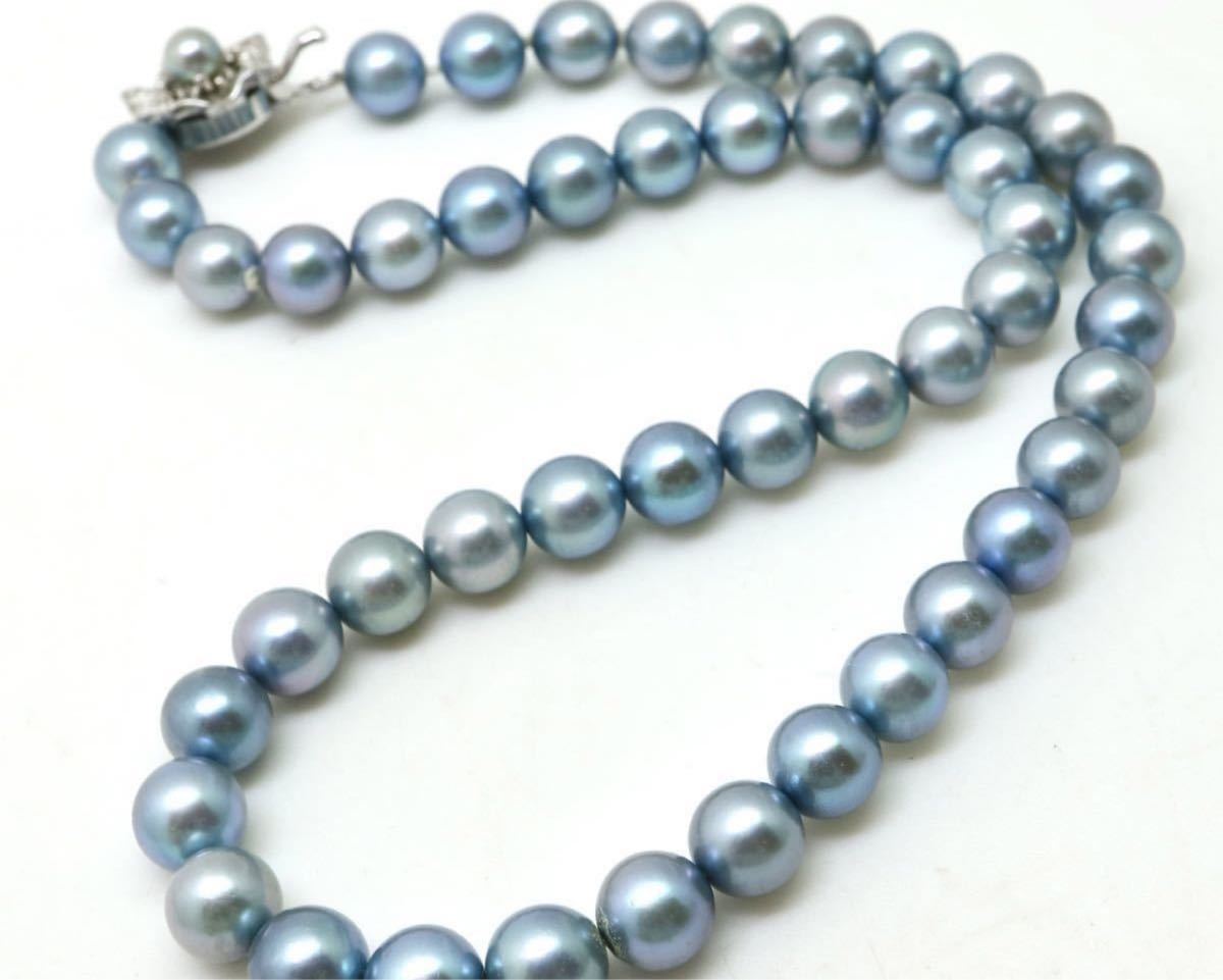 真珠はアコヤ本真珠ネックレス&PT850イヤリングセットジュエリー J 8.0-8.5mm珠 43.1g 43cm _画像1