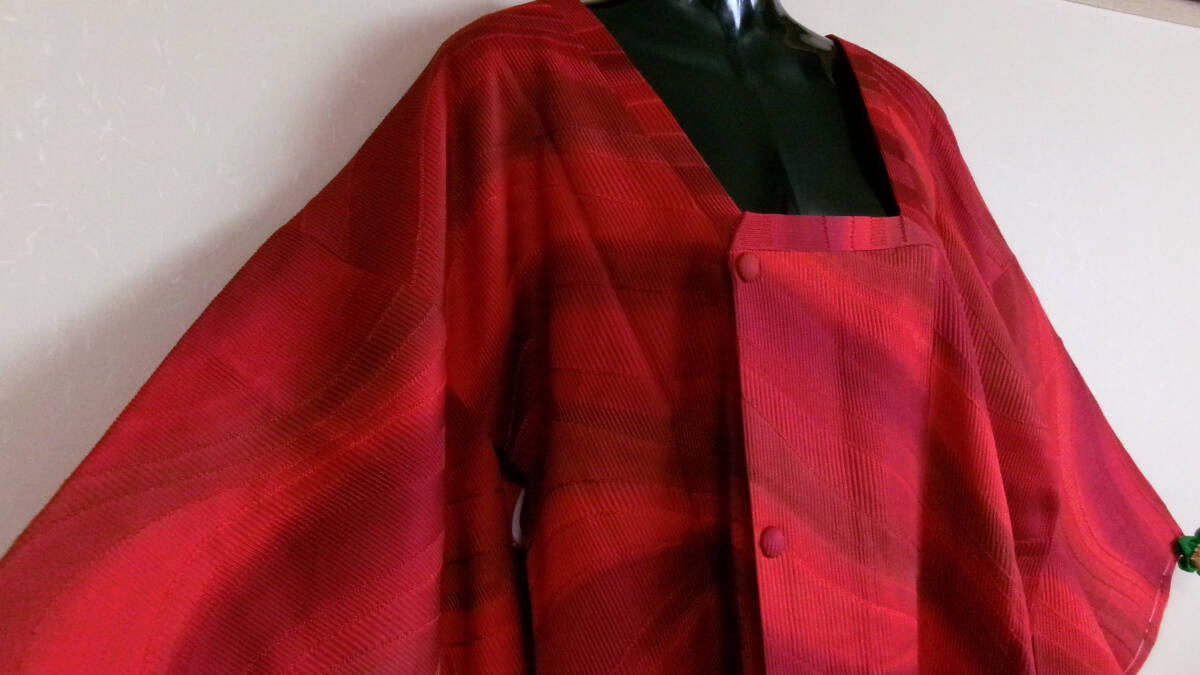 107[ unused goods ] shawl attaching *. red color . diagonal pattern * silk *.* road line coat height 84.64