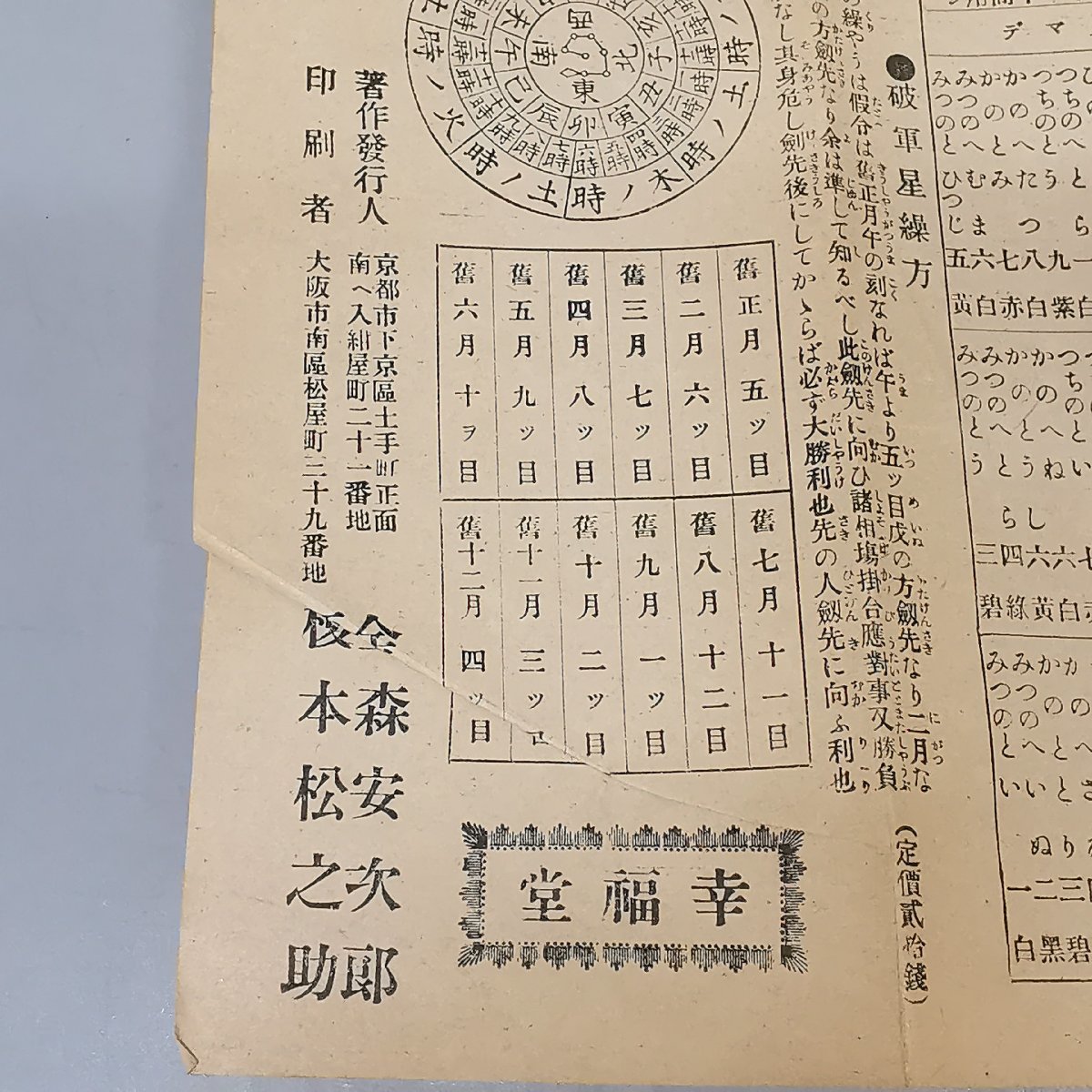 希少 状態良好 明治39年 九星虎の巻 幸福堂 金森安次郎 榎本松之助 九星気学 占い 占星術 レトロ アンティーク ヴィンテージ Z5087