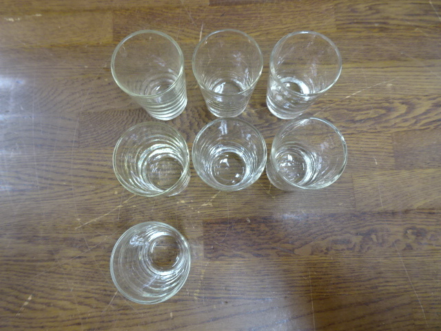 【昭和 ガラス ミニグラス(2) 7個】食器 ガラス製 コップ ミニサイズ 透明 気泡 レトロ【B5-1①】20240206の画像2