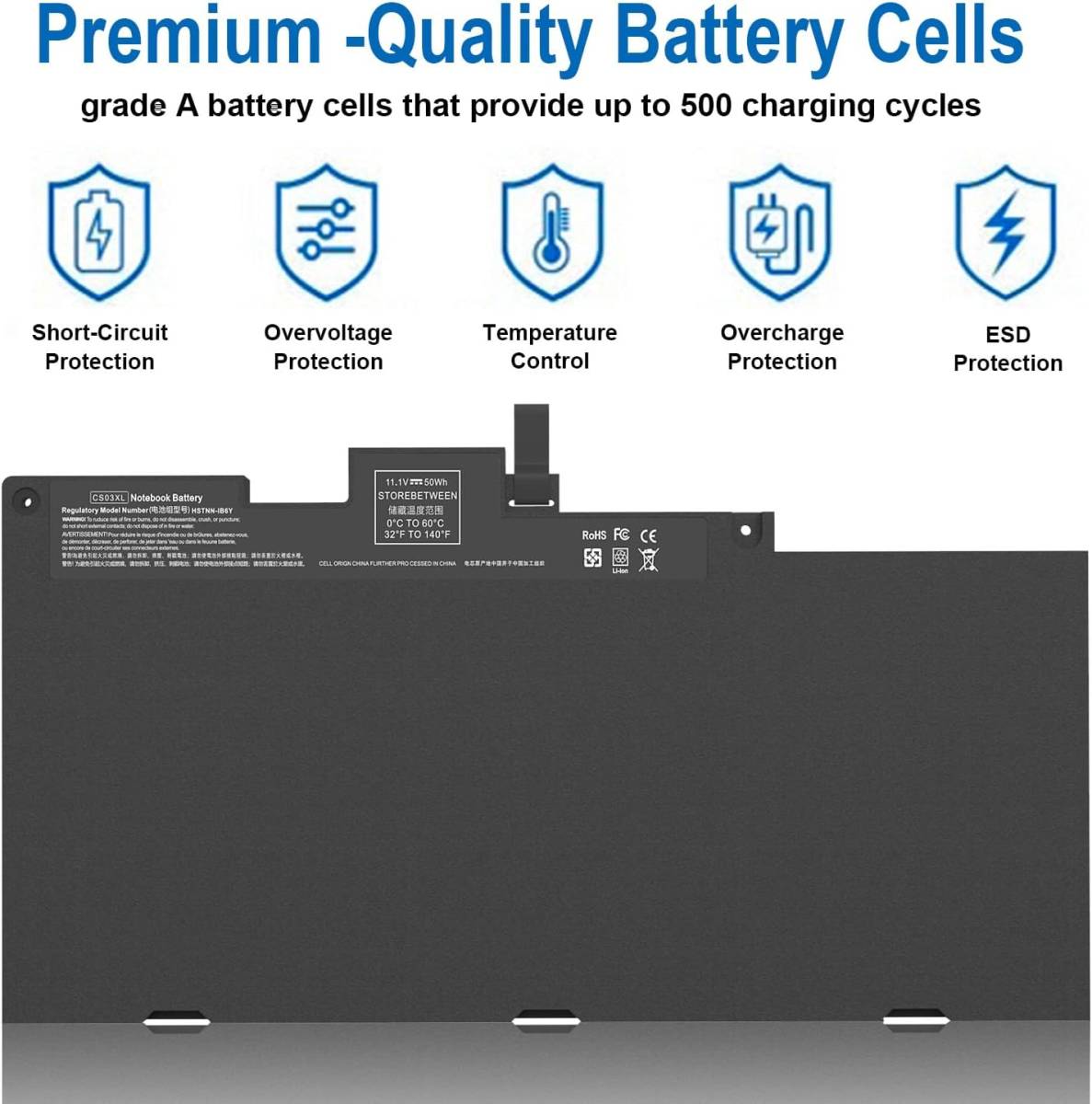 送料無料★HASESS CS03 CS03XL Battery Compatible HP EliteBook 745 755 840 848 850 G3 G4 Series_画像1