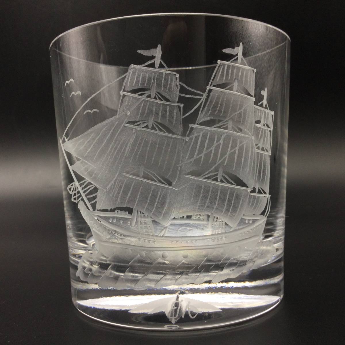 【1597】MEISSEN マイセン 帆船シリーズ 帆船1番 クリスタルガラス ロックグラス オールドファッション カップ コップ 洋食器 西洋陶磁_画像2