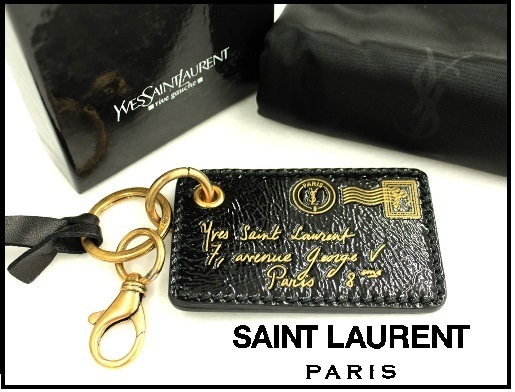 4万新品◆【サンローラン】YSL リヴゴーシュY-MAILキーチャーム黒1円_画像1