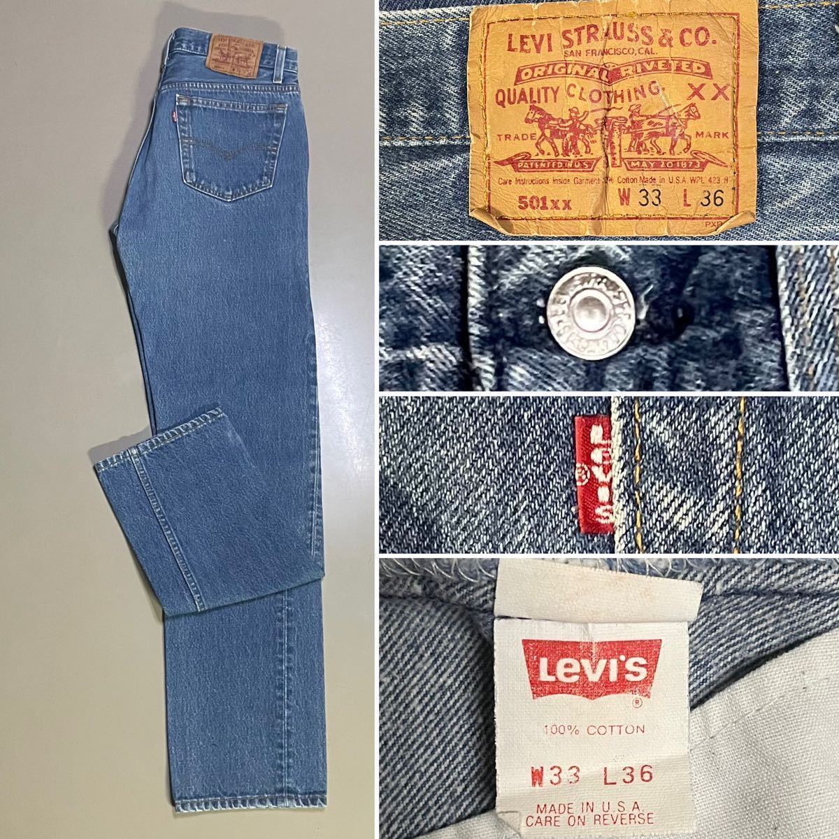 1990s Levi’s 501 Denim Pant. Made in USA. Size W33 L36