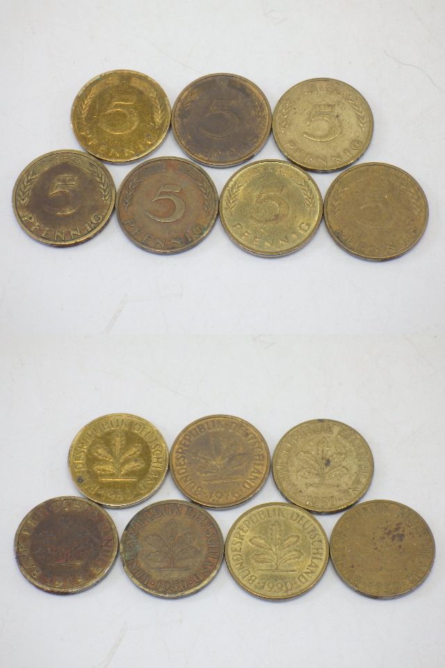 h4B009Z- 硬貨 旧硬貨 ドイツ マルク ペニヒ ユーロ ユーロセント 1/2マルク銀貨など 合計74枚_画像10