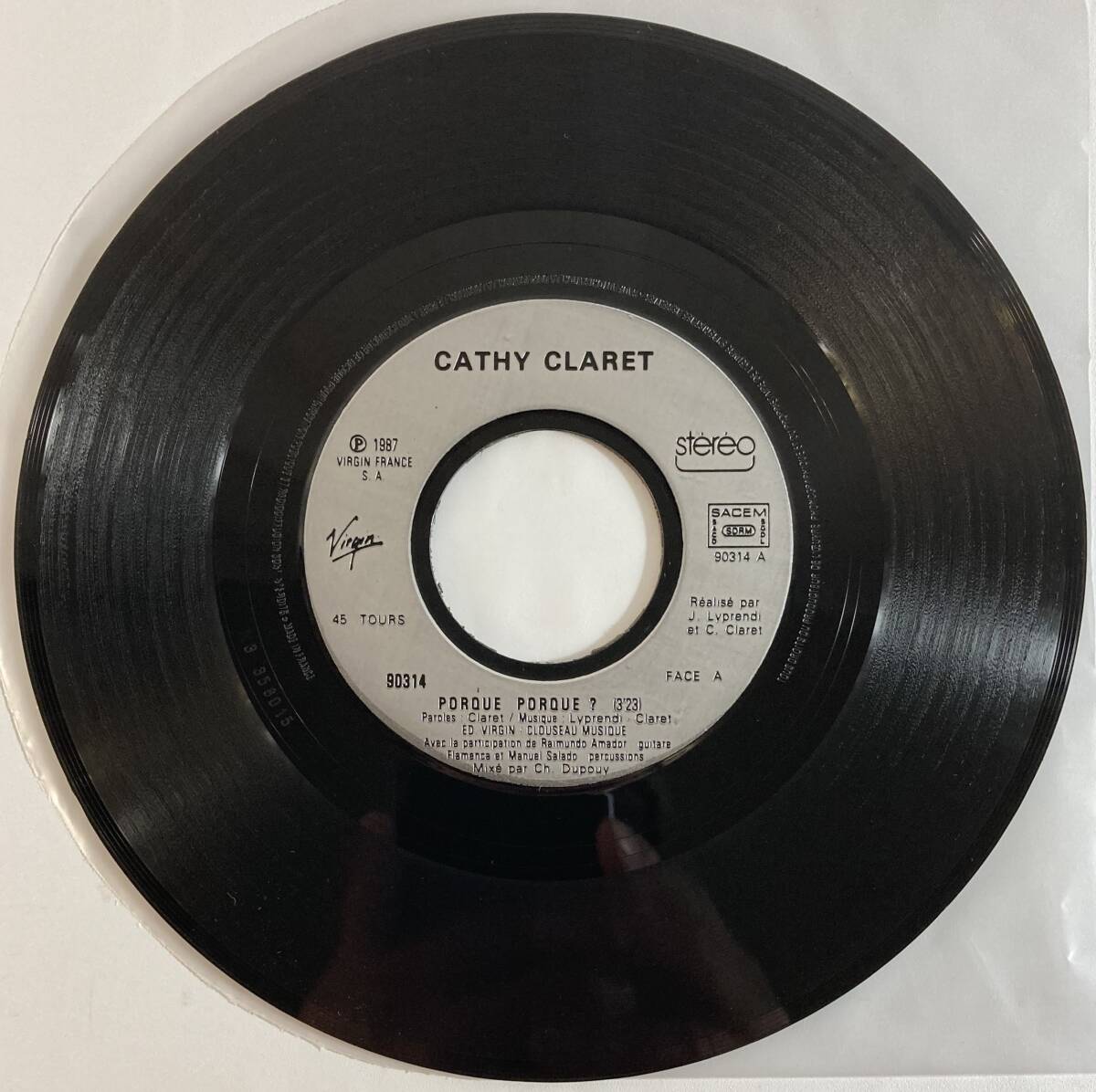 キャシー・クラレ (Cathy Claret) / ?Por que,por que? c/w El color 仏盤EP Virgin 90314_画像3