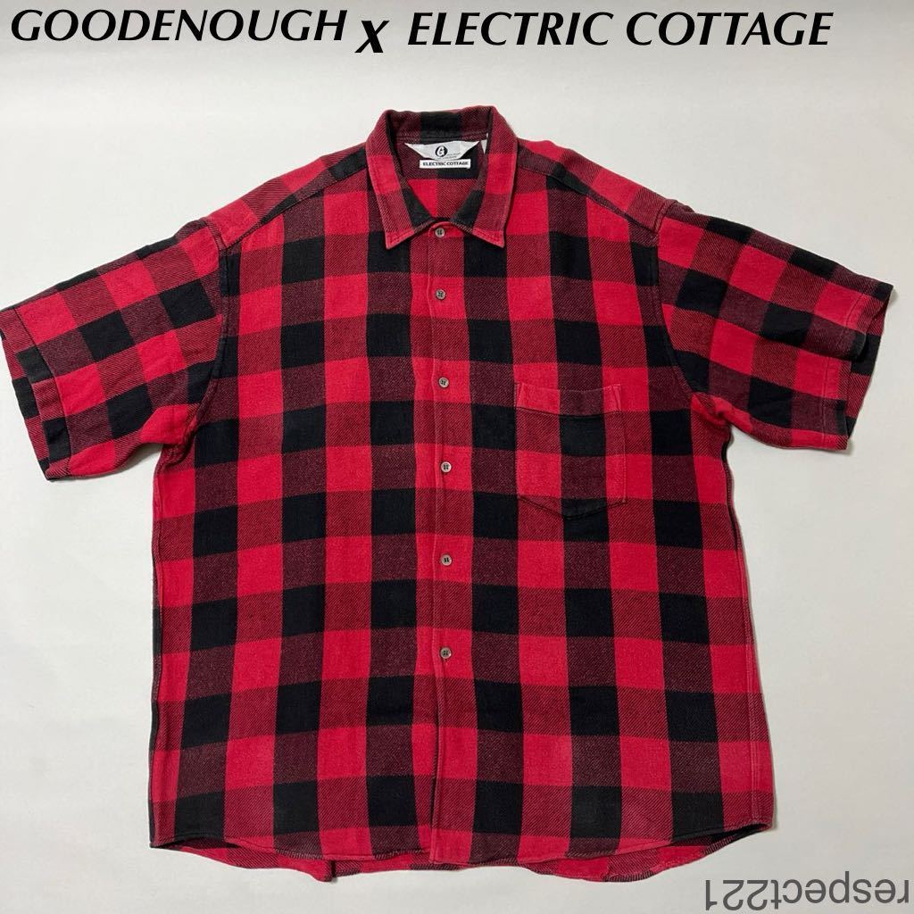 世界的に GOODENOUGH x EC 半袖ブロッグチェックネルシャツ