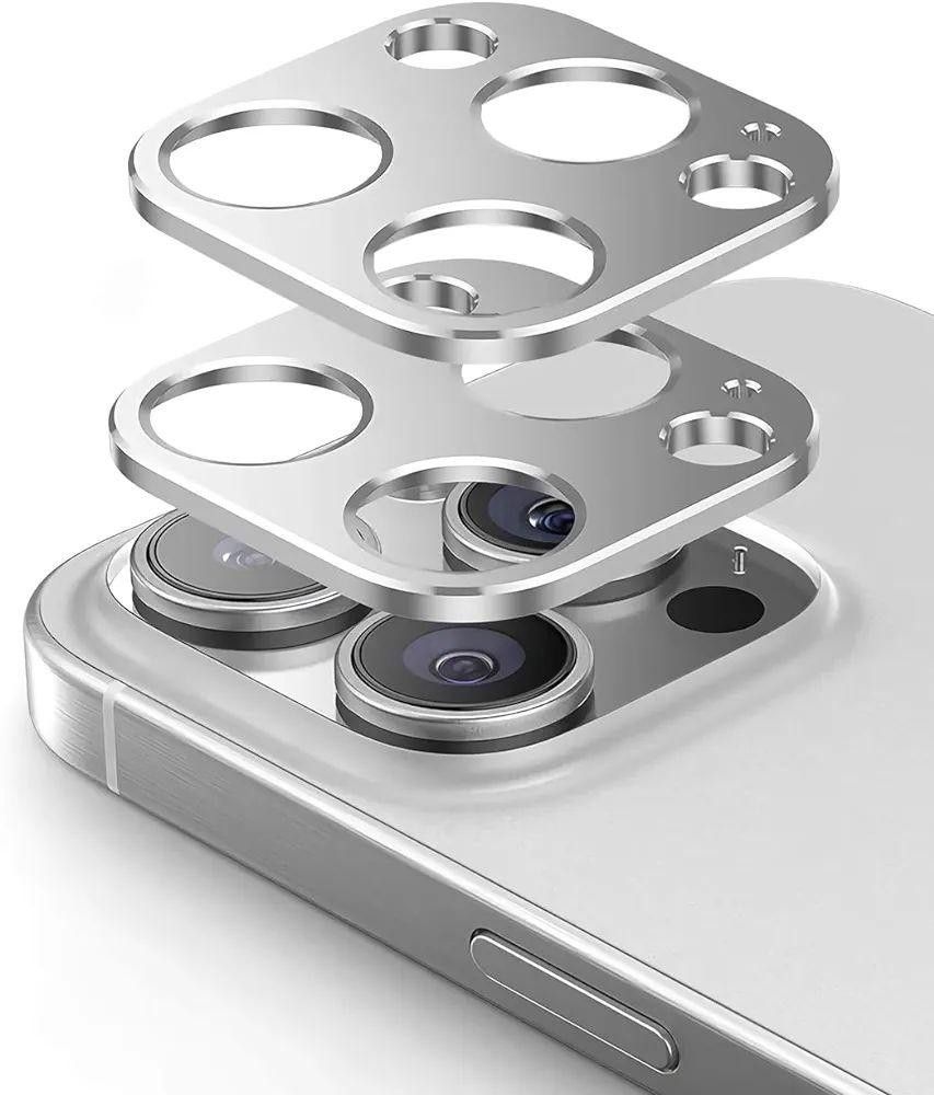 カメラカバー iPhone14Pro/14ProMax 2枚セット シルバー  アルミ  カバー カメラレンズ カメラフィルム  