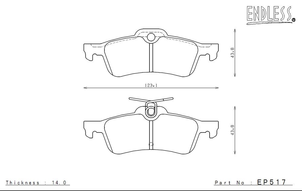 エンドレス ブレーキパッド NEW タイプR リア EP517TRN シビック FK2 H27/10～ タイプR 2.0L