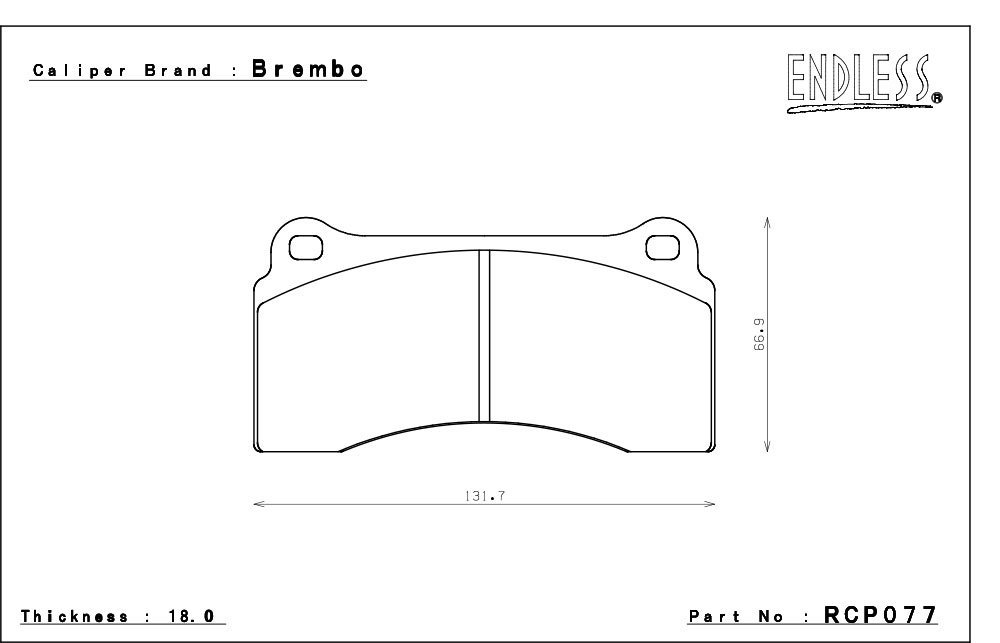 エンドレス ブレンボレーシングキャリパー用 ブレーキパッド MX72プラス RCP077MXPL FERRARI F40/50タイプキャリパー用/86 TRD option 4pot