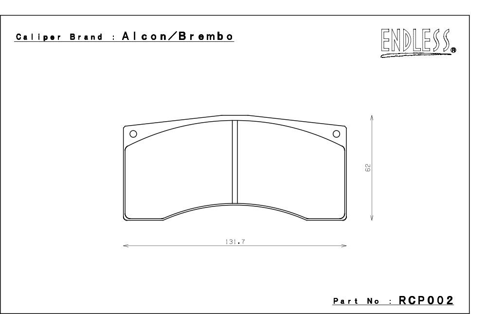 エンドレス アルコンレーシングキャリパー用 ブレーキパッド MX72プラス RCP002MXPL 4pot