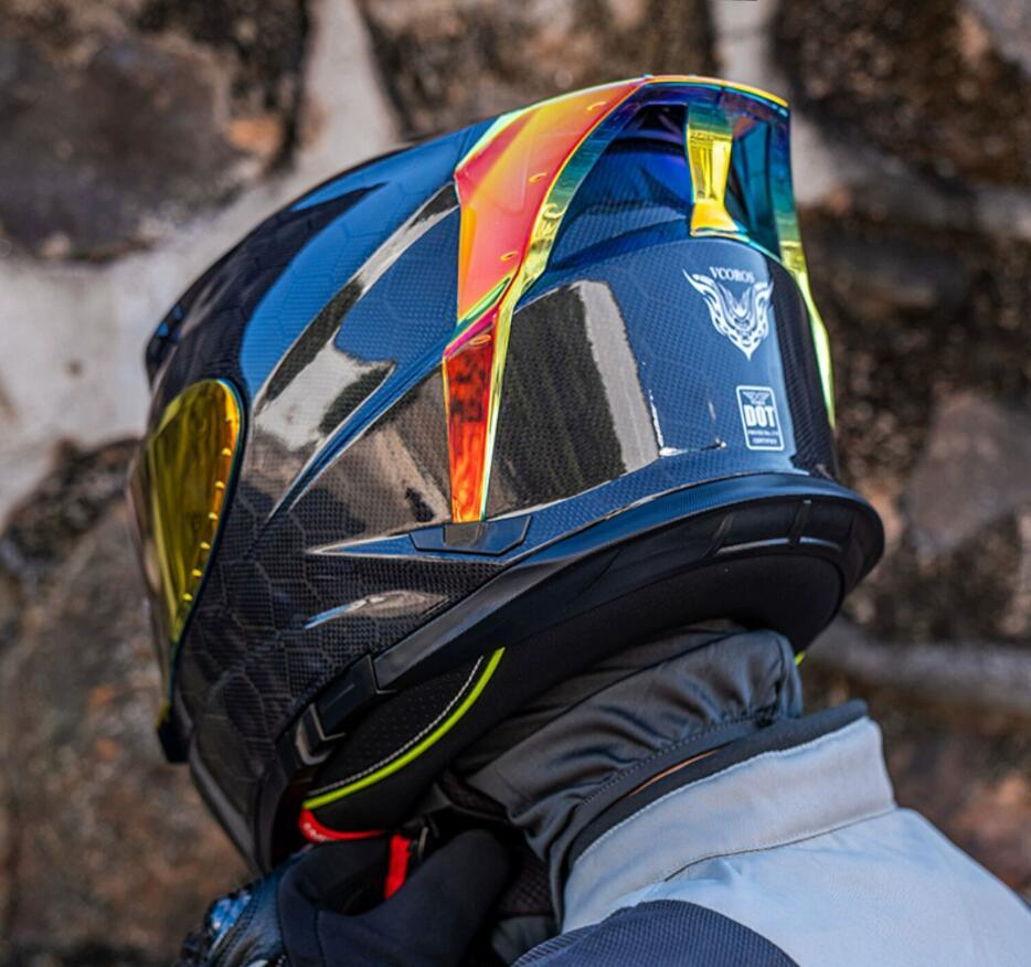 24新発売 新品 12K カーボン製 ツーリング フルフェイス ヘルメット カラーシールド付き　_画像3