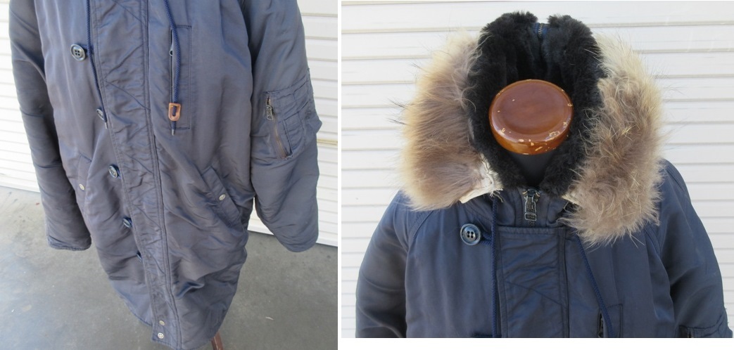 ☆初期☆TMT ビッグホリデイ JACKET ALLROUND HEAVY N-3B ネイビー Mサイズ フライトジャケット フード付きコート 中綿 防寒着_画像2