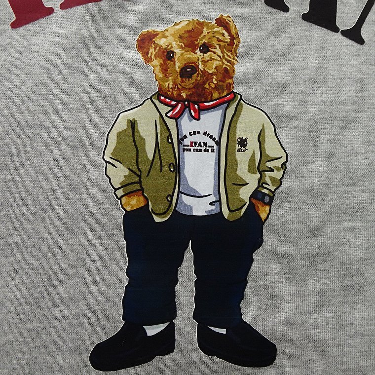 新品 ミスターヴァン テディベア 綿混 プリント 長袖 Tシャツ L 灰 【TDV1433132_97】MR.VAN Teddy Bear 2023秋冬 コラボ 限定 カットソー_画像6