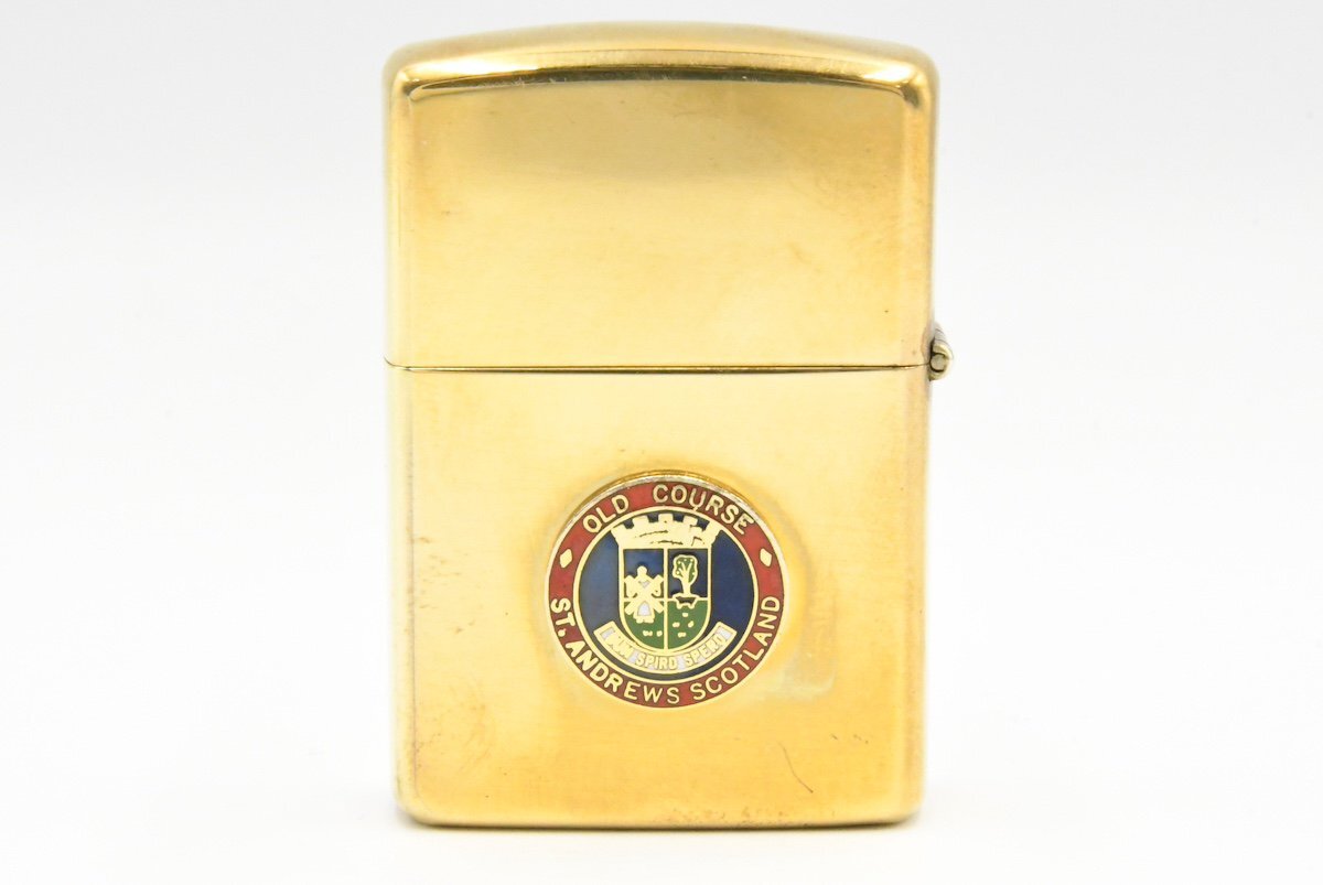 ZIPPO ジッポ ST ANDREWS OLD COURSE セントアンドリュース SOLID BRASS ソリッドブラス 真鍮 ゴールド 喫煙具 パイプ エンブレム 20787444_画像1