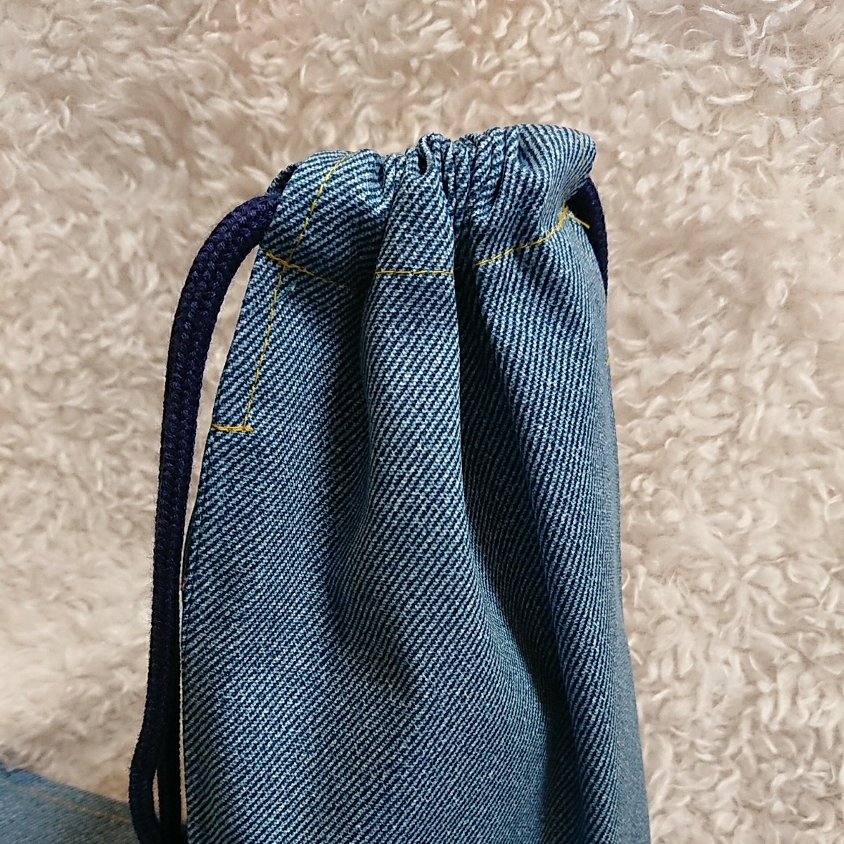 * hand made * lunch sack &f gold set! elementary school student elementary school kindergarten lunch sack Denim upper grade 