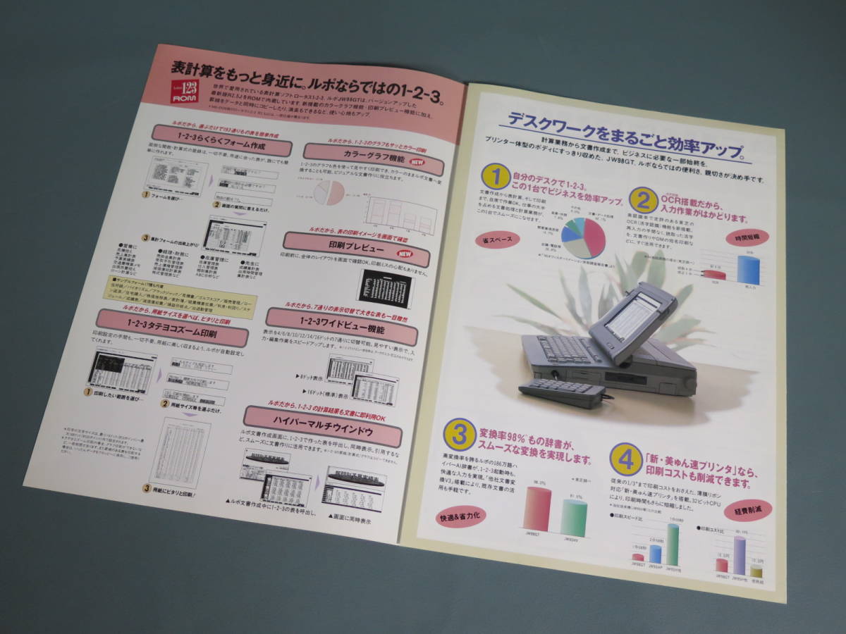  old catalog ① Toshiba TOSHIBA personal word-processor JW98GT Rupo 1996 year 1 month that time thing 