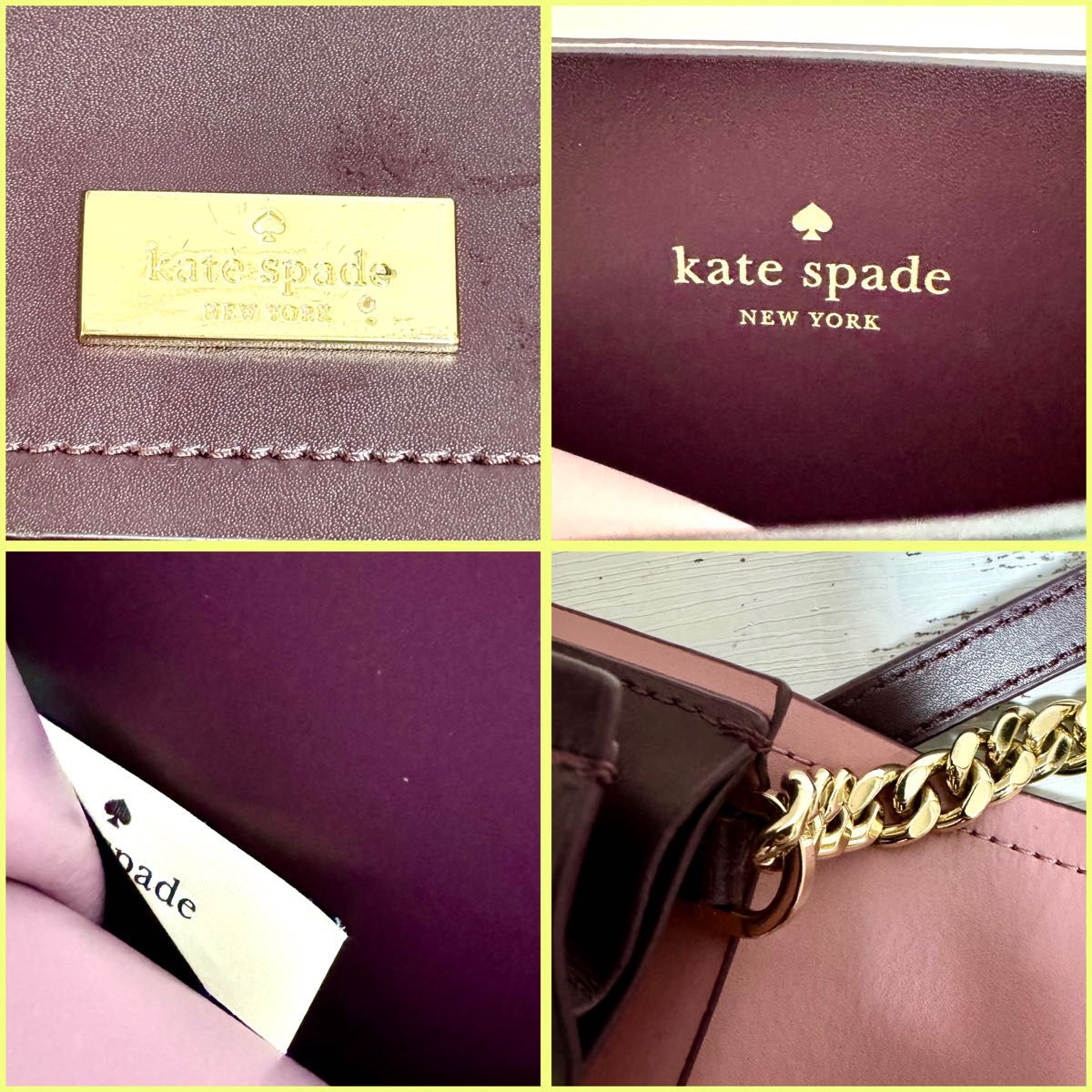 【美品】kate spade New York ケイトスペード ワンショルダー チェーン ボルドー ショルダーバッグ 肩掛け