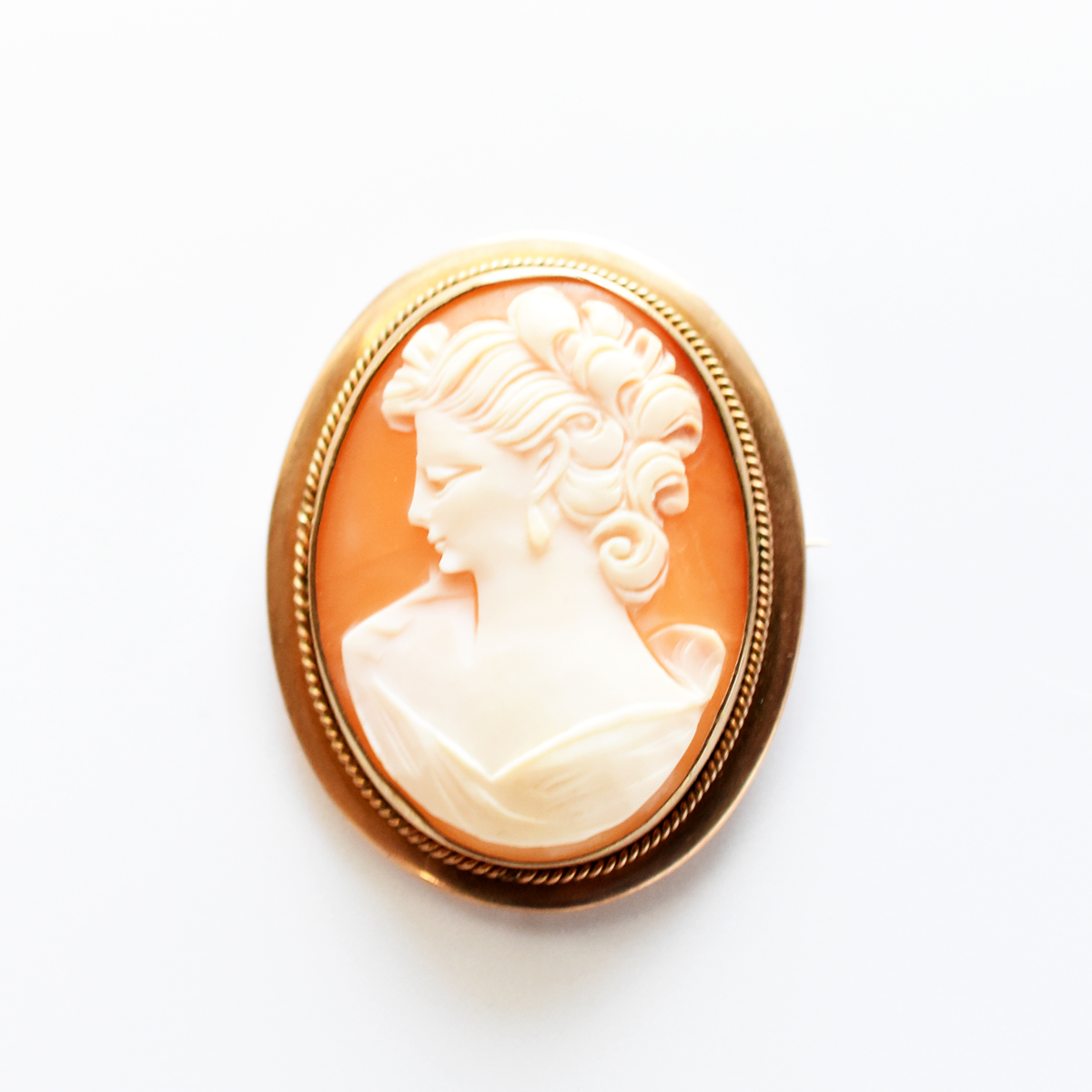 Vintage 1940′s　shell gold Filled　14K　cameo brooch_画像1