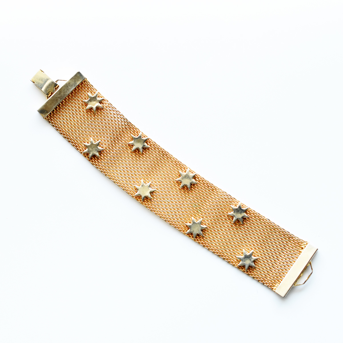 Vintage 1960’s goldmetal mesh star braceletの画像6