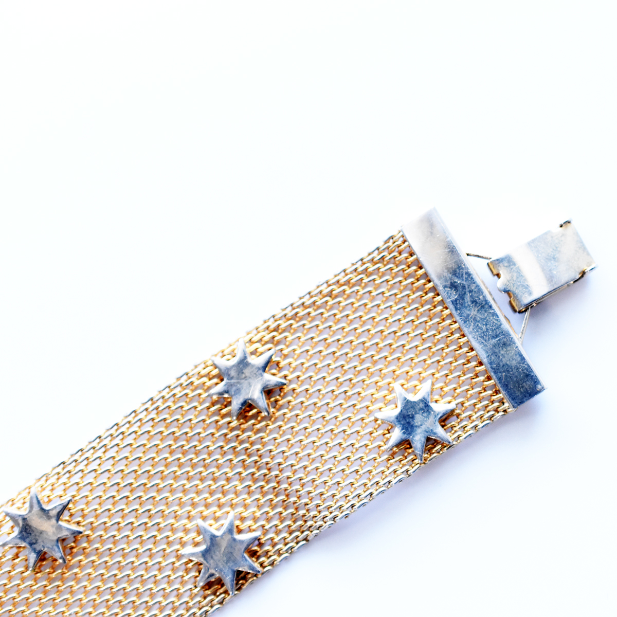 Vintage　1960’s　goldmetal　mesh star bracelet_画像3