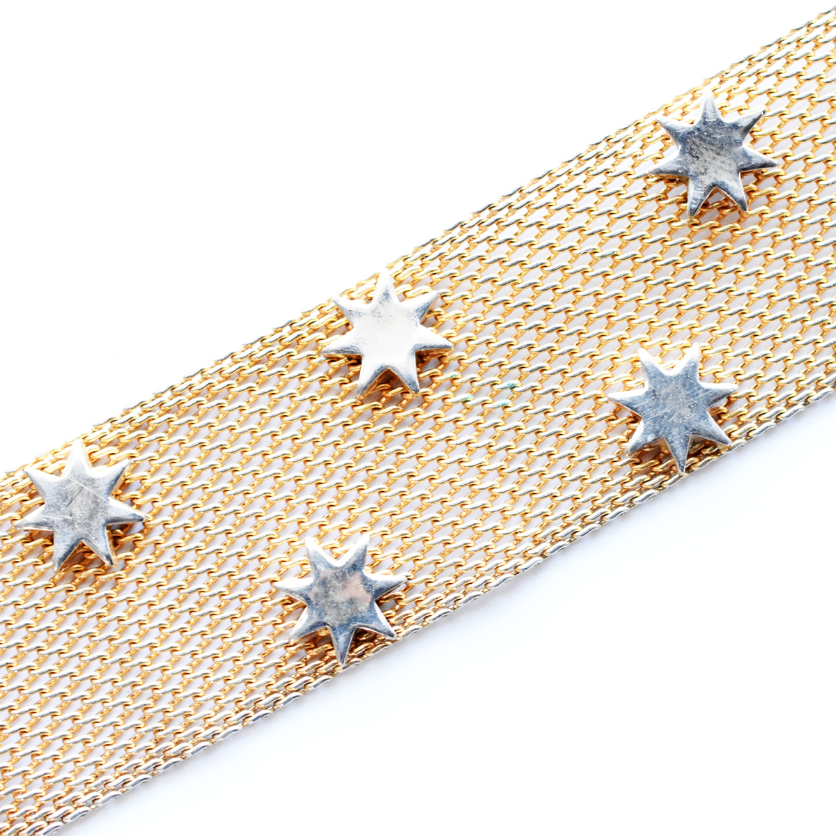 Vintage 1960’s goldmetal mesh star braceletの画像10