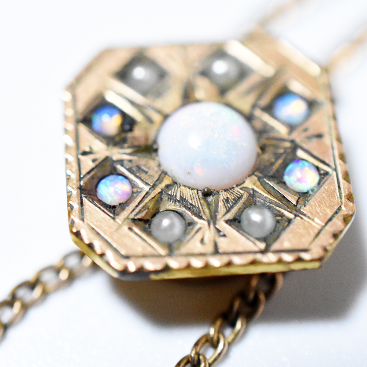 Antique 1900's　opal　muff chain　_画像7