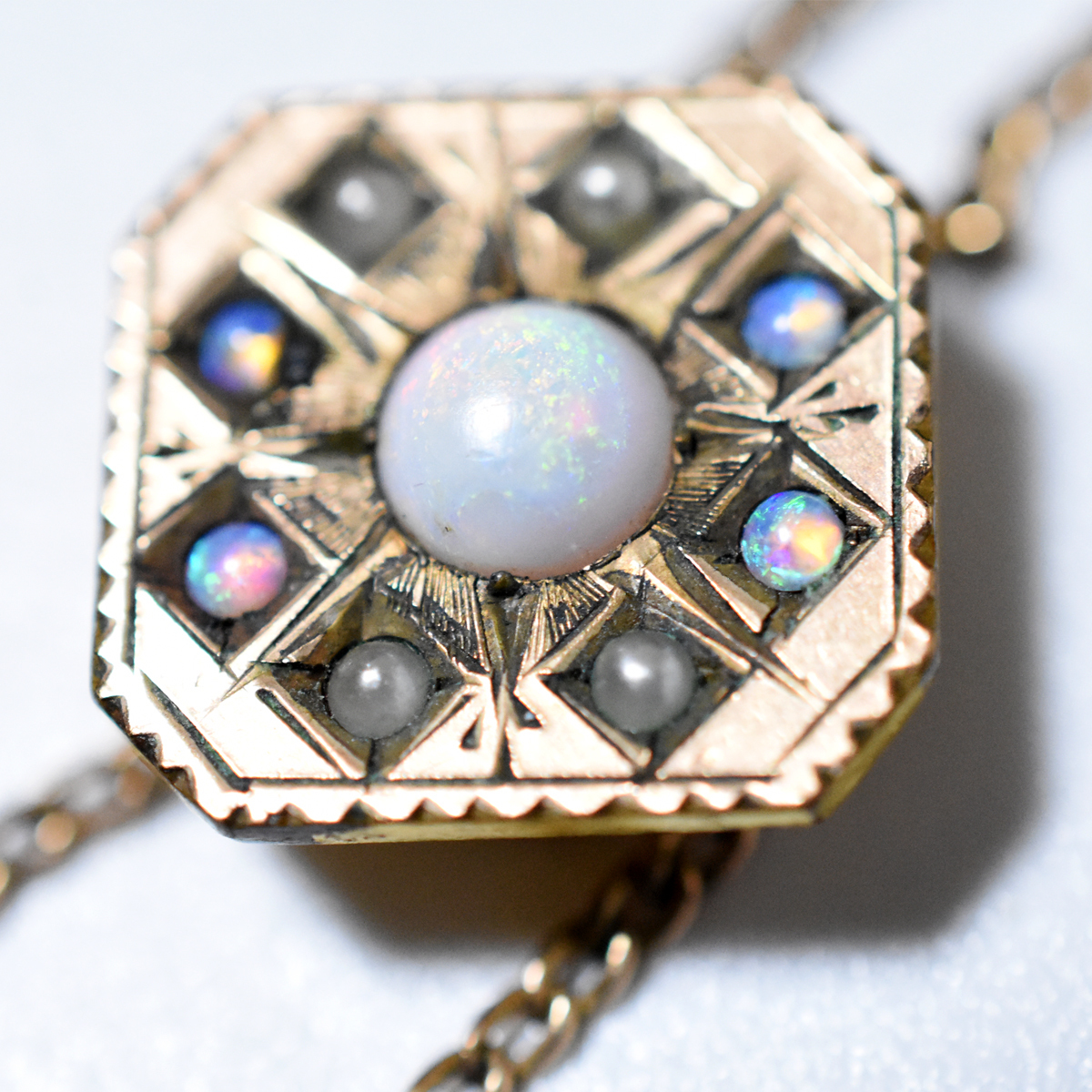 Antique 1900's　opal　muff chain　_画像10