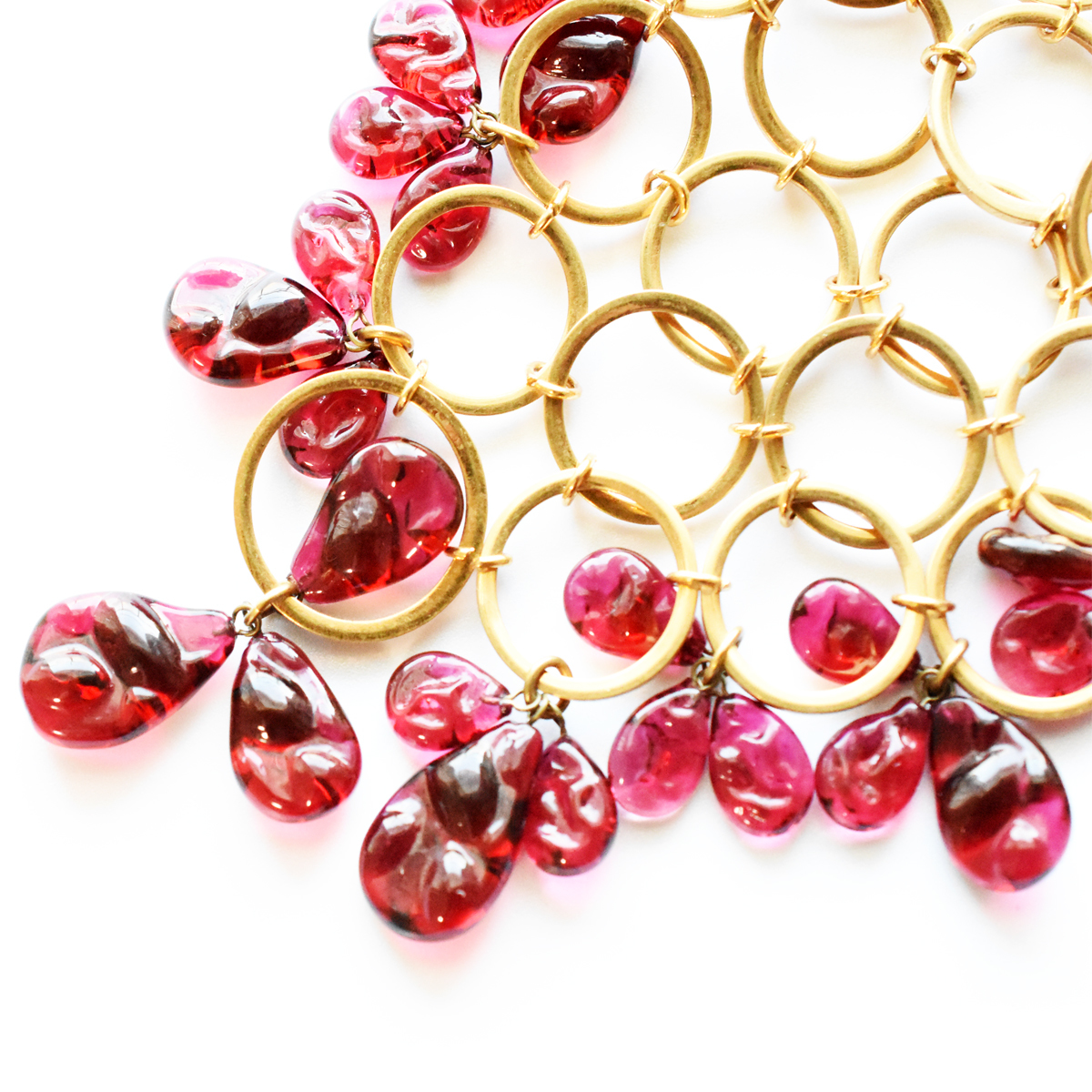 Vintage 1960’s ruby red glass beads　gorgeous triangle necklace_画像6