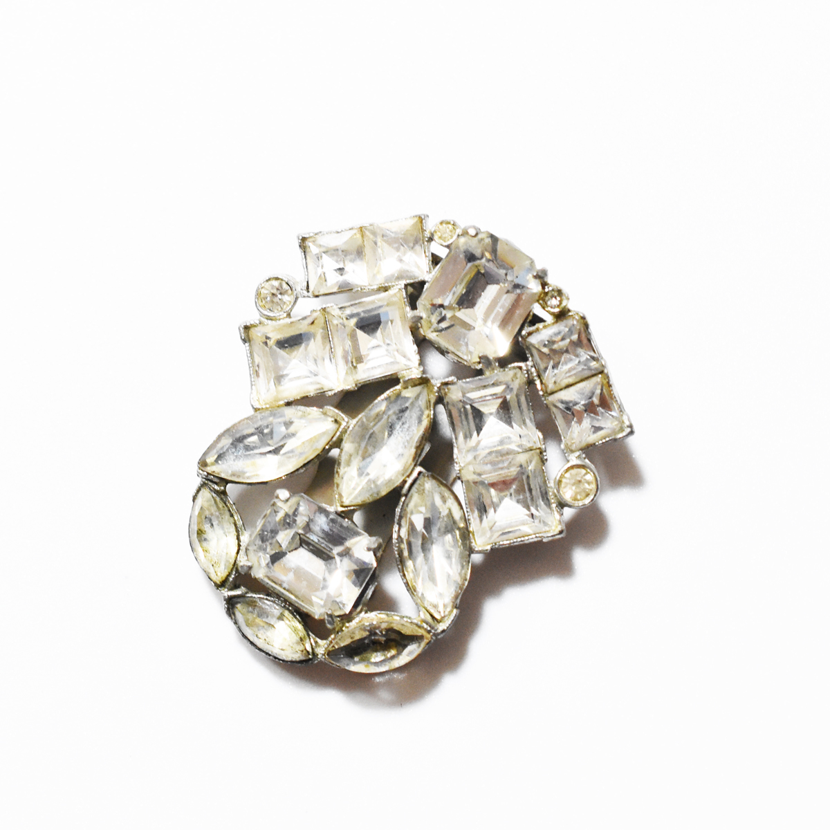 Vintage　1930’s　 clear　rhinestone clip brooch_画像2