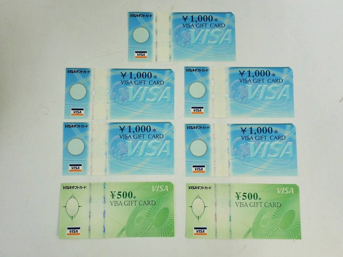 未使用 VISA ビザ ギフトカード 額面1000円×5枚 500円×2枚　6000円分　長期保存品_画像1