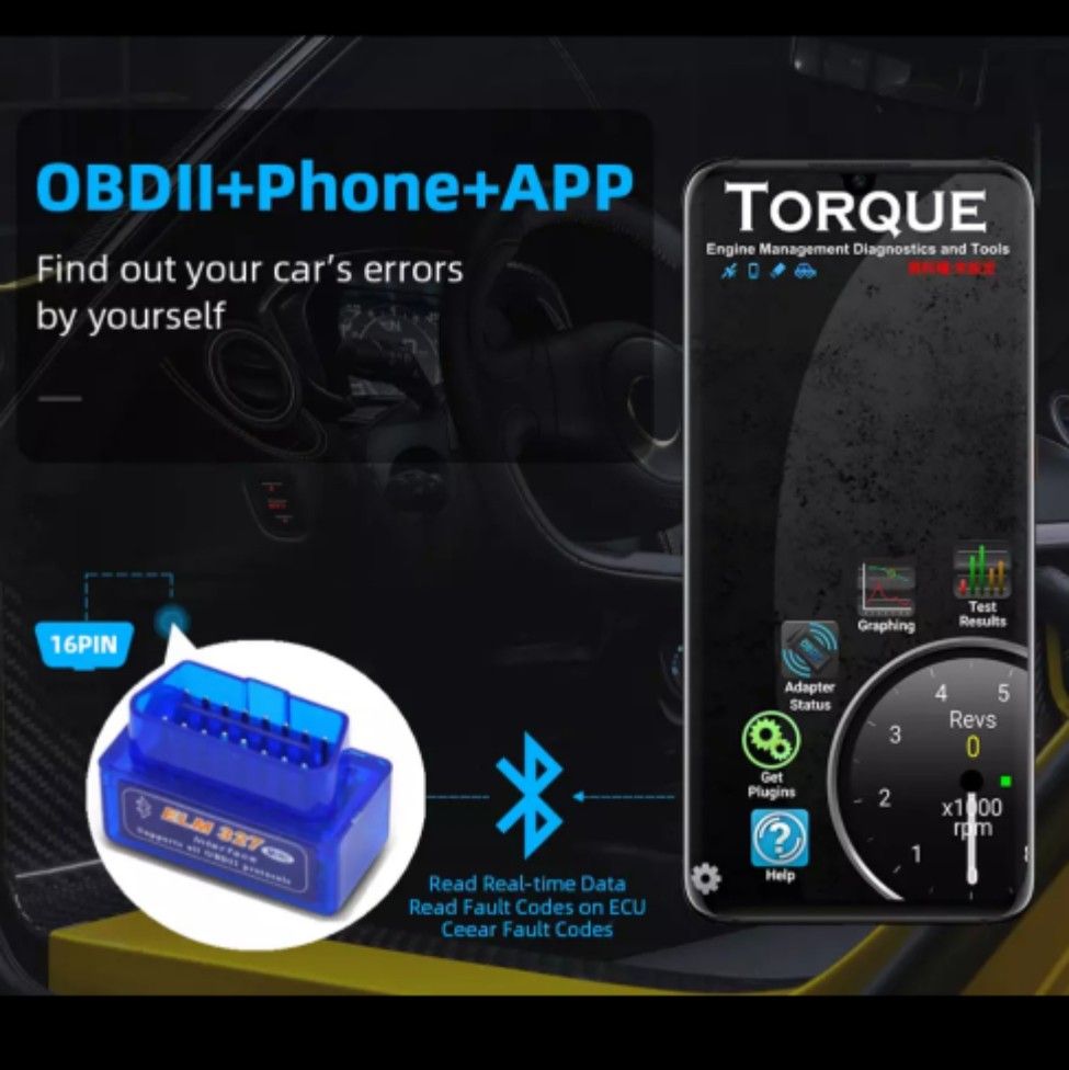 ☆汎用性抜群☆OBD2診断機 コードリーダー Bluetooth 青色