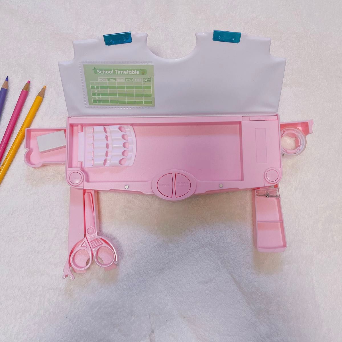 ピンク　pink ユニコーン　多機能 ペンケース 筆箱 大容量 小学生 鉛筆削りハサミ　消しゴム　セロハンテープ