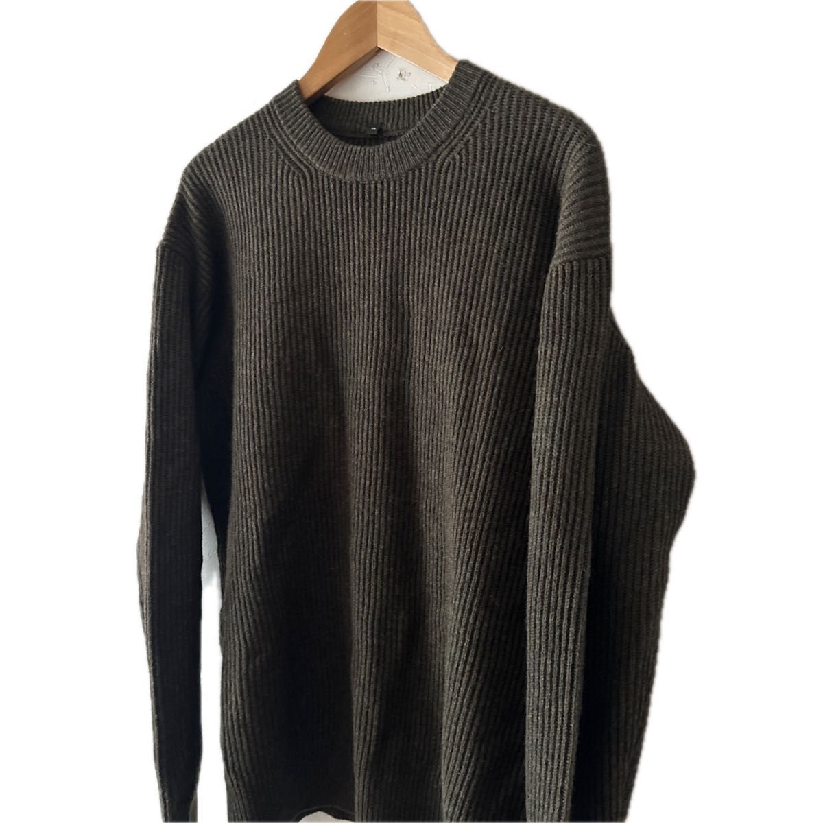 MUJI 無印良品 メンズヤク（毛）混ウールクルーネックセーター USED XL オリーブ