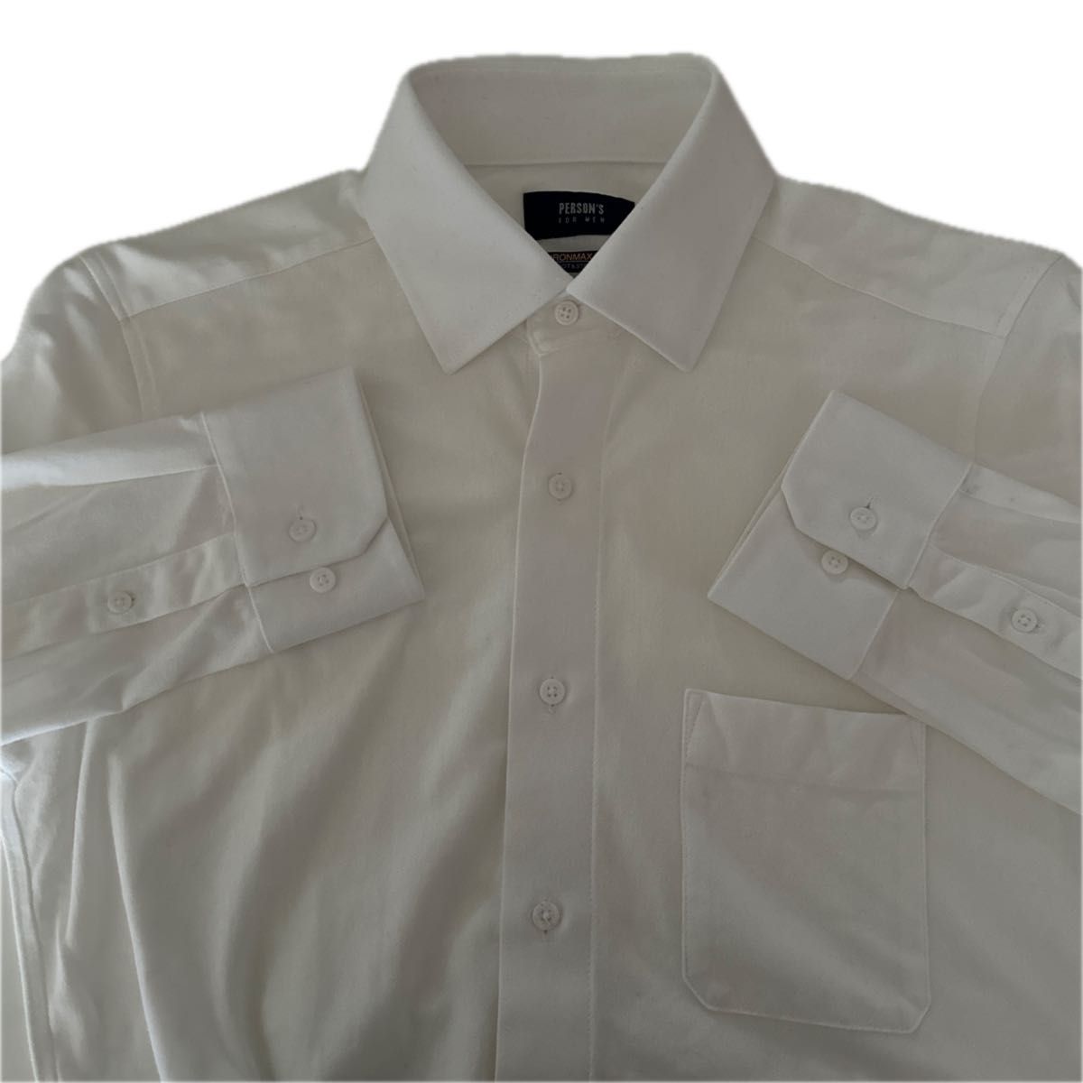 PERSON'S メンズワイドスプレッドカラー長袖シャツ USED M-84 ホワイト