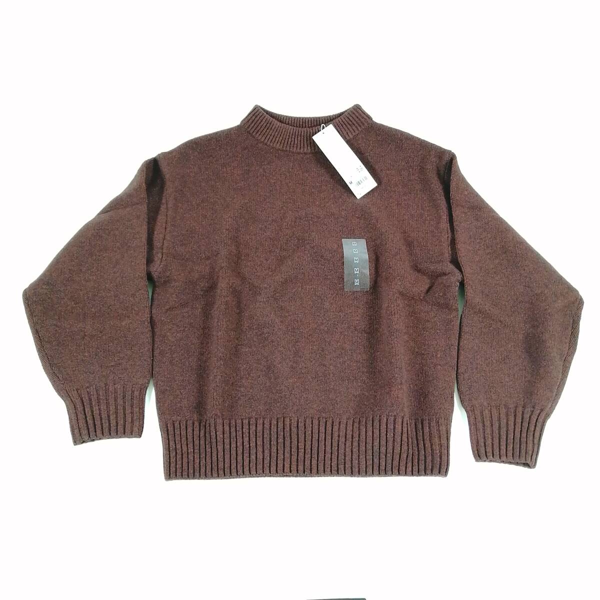 【新品】ユニクロ WOMEN'S M / プレミアムラム knit ローゲージセーター UNIQLO ニット 長袖 ブラウン BROWN (#DG6GQ)_画像1