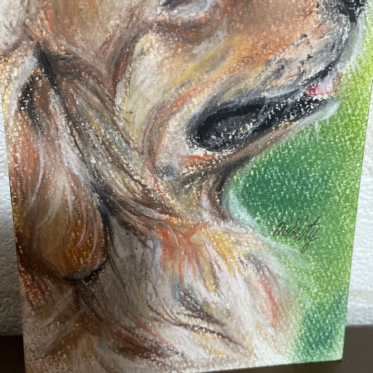 ドローイング パステル画 犬 イヌ ゴールデンレトリバー 絵画