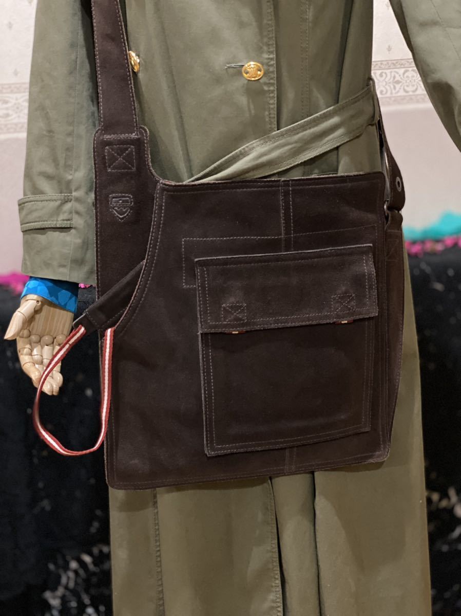  редкий модель BALLY замша кожа one сумка на плечо sakoshu сумка имеется Vintage сумка Bally наклонный ..