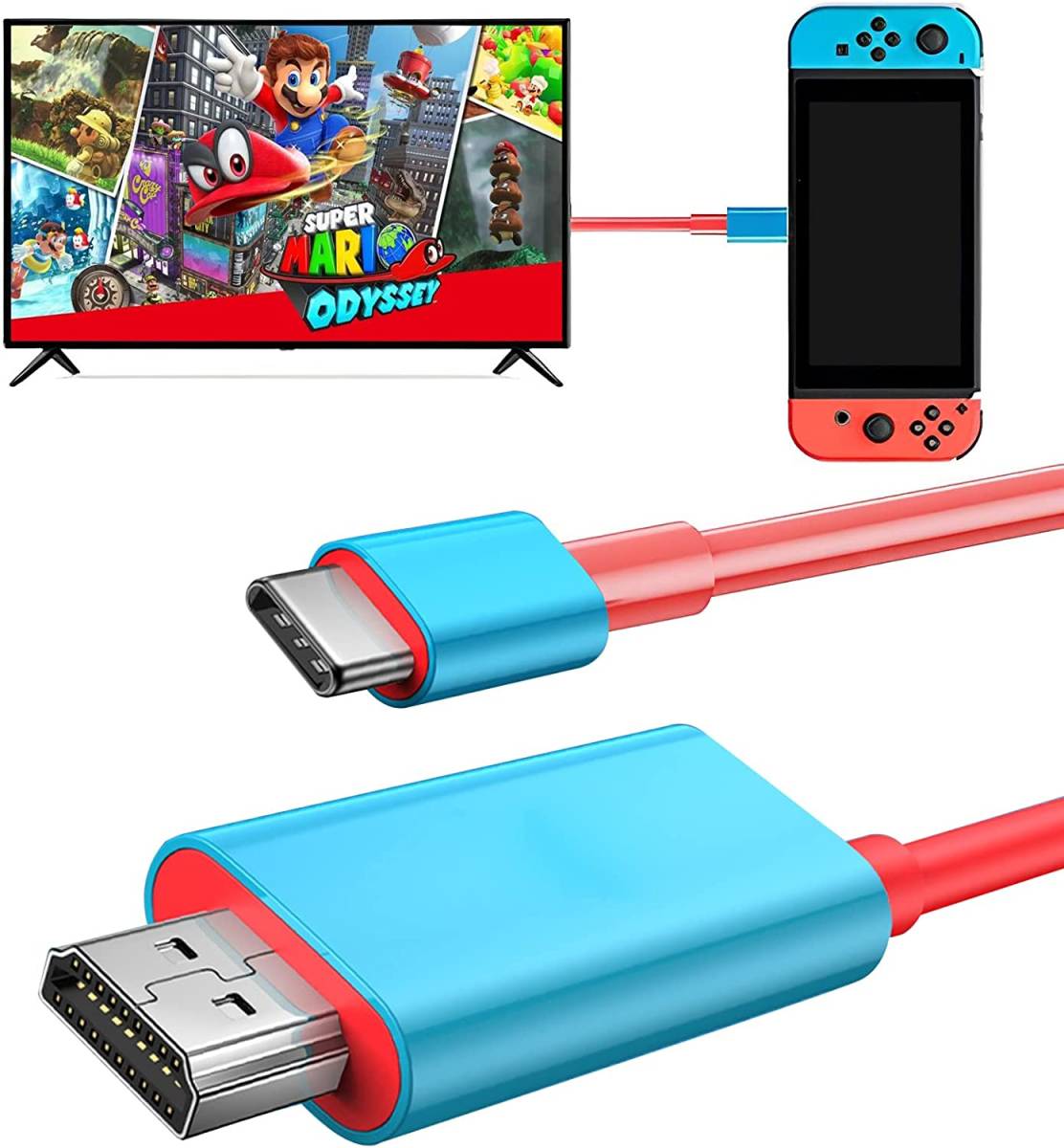 Switch ドック Switch交換ケーブル HDMI 4K解像度 スイッチ ドックなし ミニドック TVモード PD急速充電 レッド＆ブルー