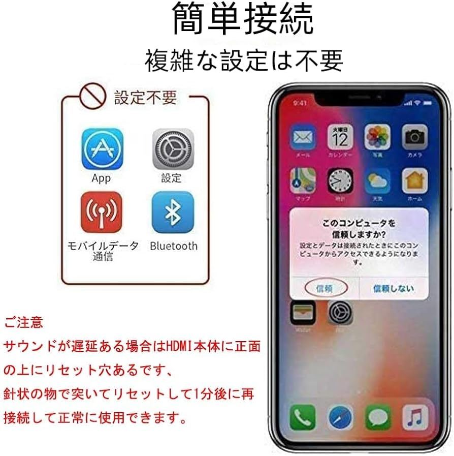 iphone hdmi変換ケーブル ミラーリング0遅延 VRR iPhoneの画面テレビに映す 1080P音声同期出力 ライトニング hdmi接続 設定不要_画像4