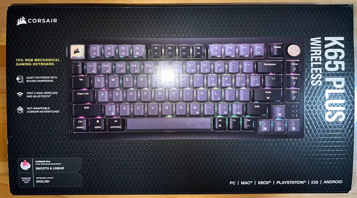 CORSAIR K65 PLUS ワイヤレスゲーミングキーボード 75%キーボード 81キー 英語配列 CH-91D411L-NA