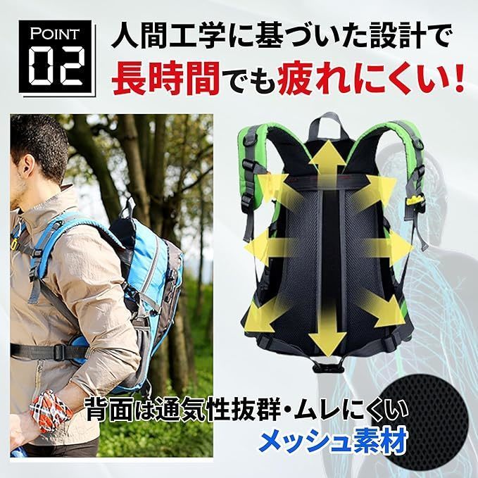 【ピンク】リュック 大容量 30L ウエストベルト 登山 キャンプ ハイキング ビジネス 撥水 フィット感 多機能 通気性_画像3